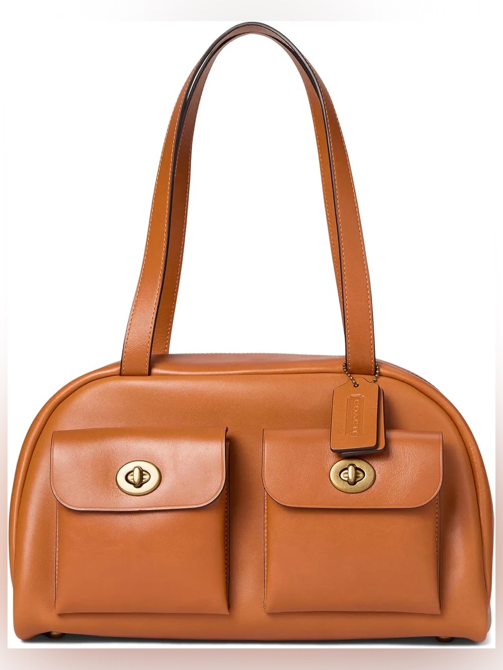 COACH Twin Turnlock Shoulder Bag Toffee